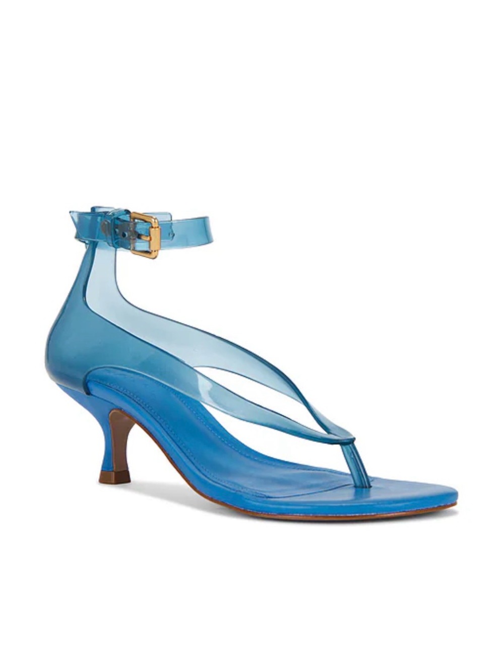 FARM Rio Blue PVC Ankle-Strap Kitten Heel Sandals